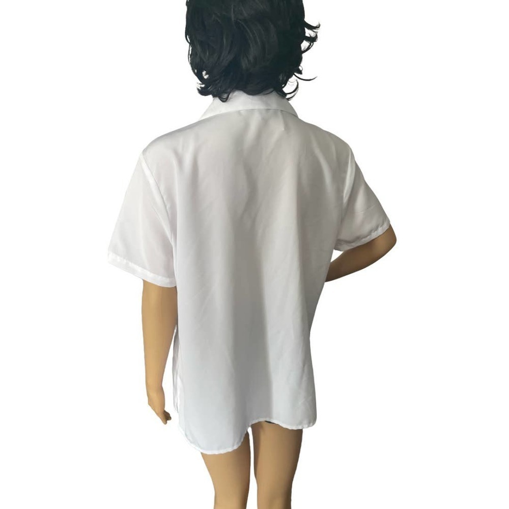 Solid Lapel Neck Button Front Blouse - image 5